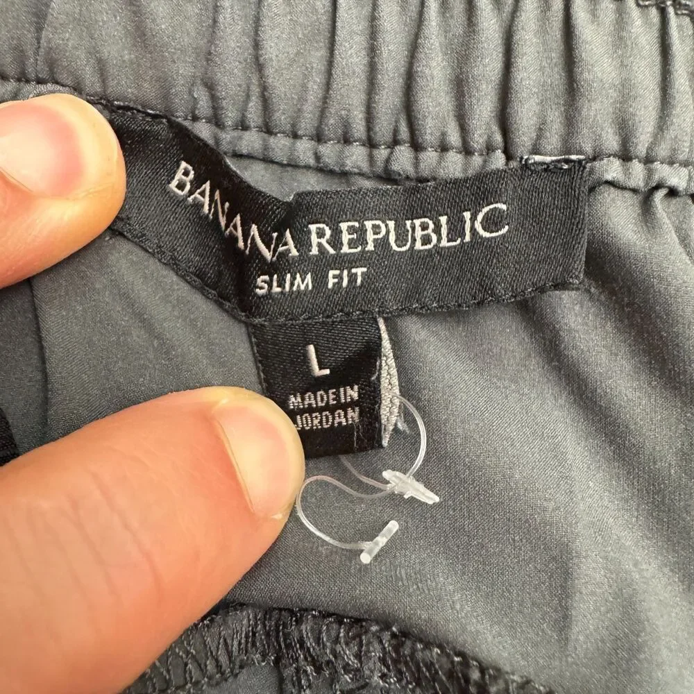 Banana Republic Slim Solotex Performance Stretch Jogger Pants Mens L Steel Grey